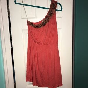 Peach One Shoulder Dress